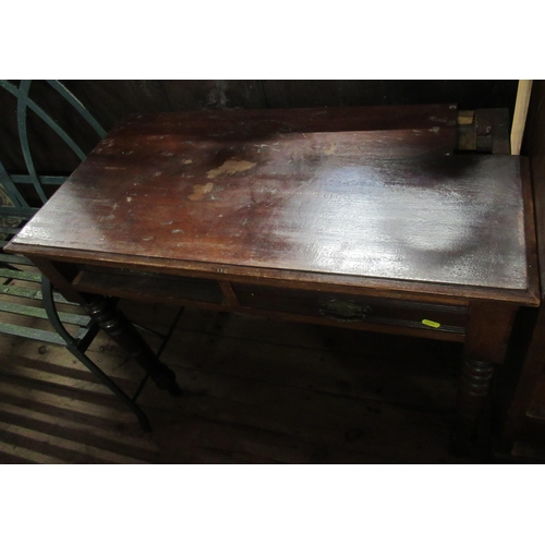 28 - A mahogany and inlaid bureau, together with an Edwardian desk