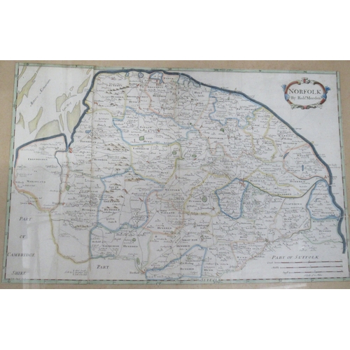 332 - Two Morden maps, Norfolk and Worcestershire, together with two other maps