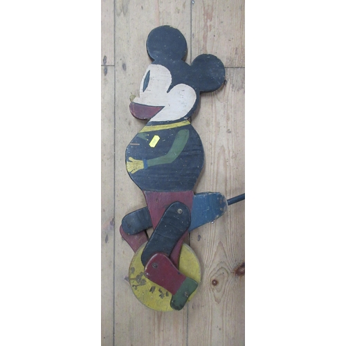 399 - A push along painted wooden Mikey Mouse