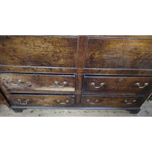 41 - A large Antique oak mule chest, 61ins x 26ins, height 41.5ins