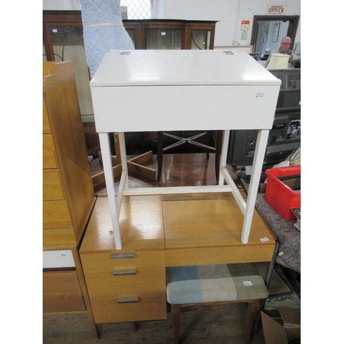 50 - A collection of furniture to include dressing table, bedside cabinet, painted desk etc