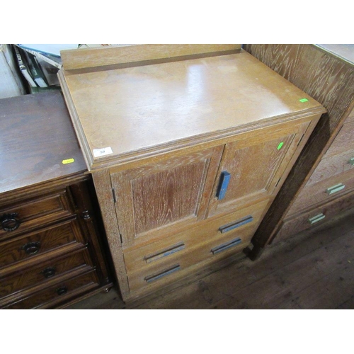 59 - A limed oak chest of drawers width 42ins , depth 20ins, height 42ins together with a limed oak cabin... 