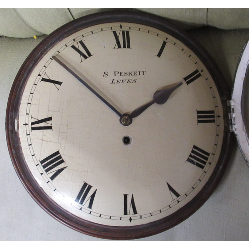 56 - A 19th century wall clock the dial stamped S Peskett Lewes