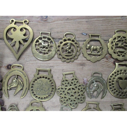 157 - A collection of horse brasses, together with horse bits