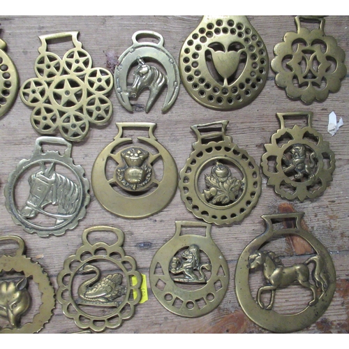 157 - A collection of horse brasses, together with horse bits