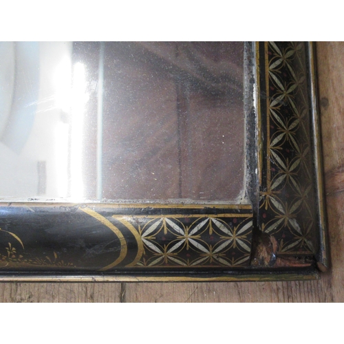 1 - A Georgian design mirror with Chinoiserie decorated frame and beveled plate height 36ins, width 16in... 