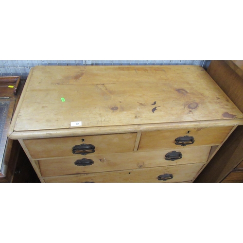 10 - A late 19th century pine chest, of two short drawers over three long drawers, 36.5ins x 18ins x 38in... 