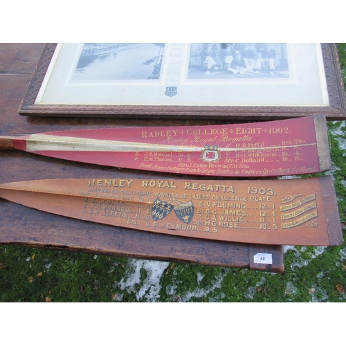 110 - Two rowing oars, one for the Henley Royal Regatta 1903, J D Stobart, the other for Radley College Ei... 