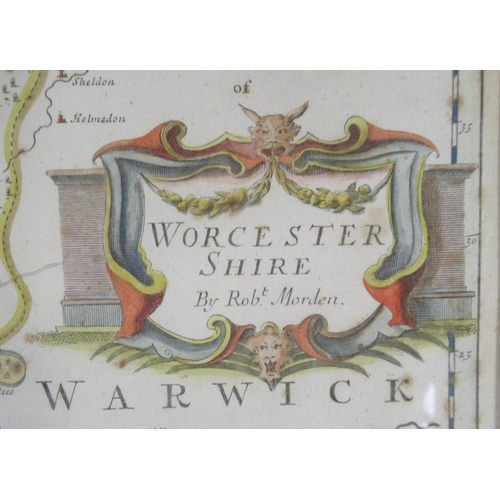 132 - An Antique map of Worcestershire, by Robert Morden, 9ins x 7ins