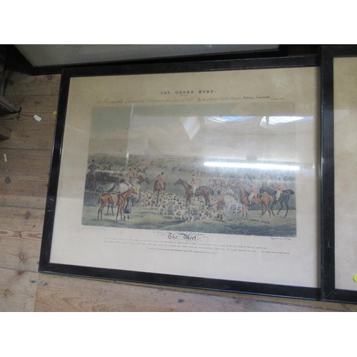 137 - Seven prints, Quorn Hunt after Ackerman 17ins x 22ins, together with a framed print of Balliol Colle... 