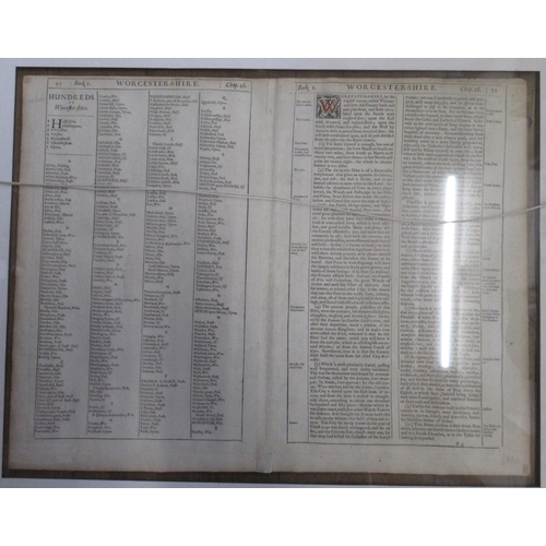 138 - John Speede, framed map of Worcestershire, 16.5ins x 21ins