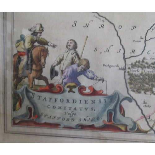 139 - An Antique framed map of Staffordshire, 16ins x 19.5ins