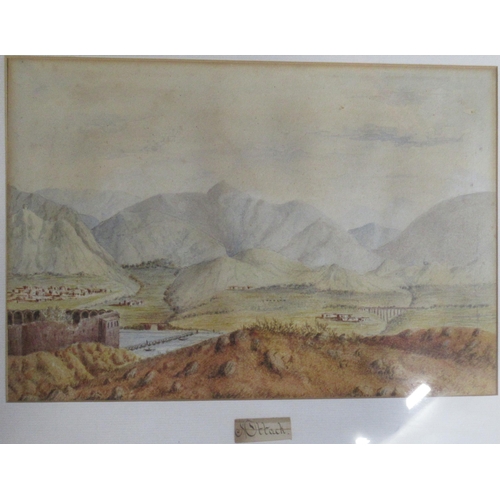 152 - A watercolour, Attack, Indian Encampment, 9ins x 13.5ins, together with Christopher Arnold, watercol... 