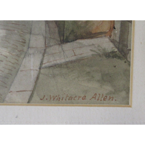 165 - J Whitacre Allen, watercolour, figures walking through and arch, 10ins x 6.5ins, a Venetian scene, 6... 