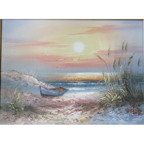 176 - Two modern oil on boards, beach scenes, 12ins x 16ins, 8ins x 10ins