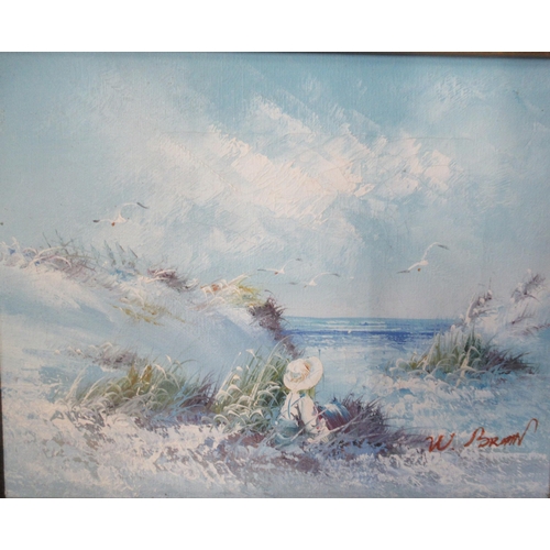 176 - Two modern oil on boards, beach scenes, 12ins x 16ins, 8ins x 10ins