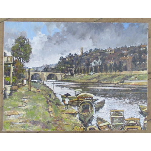 181 - Roger A Sullivan, The River Severn at Bridgnorth, unframed, 24ins x 18ins