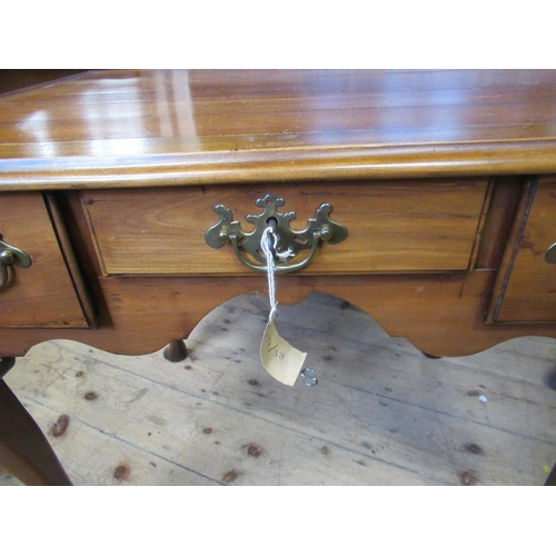 19 - An 18th century Georgian fruitwood three drawer lowboy, standing on cabriole legs, with pad feet, ha... 