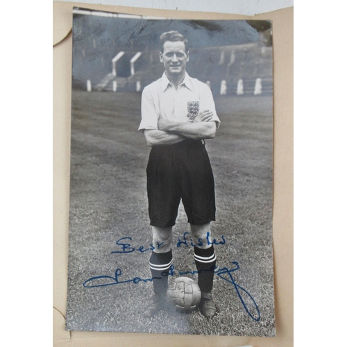 211 - Sir Tom Finney, a signed black and white photograph, 5.5ins x 3.5ins