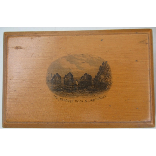 222 - A collection of Mauchline ware, to include boxes, some printed with names views and other with scene... 