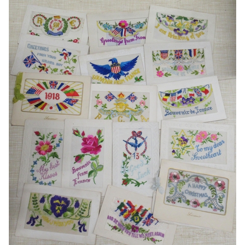 224 - An collection of thirty two WWI era French embroidered cards & postcards