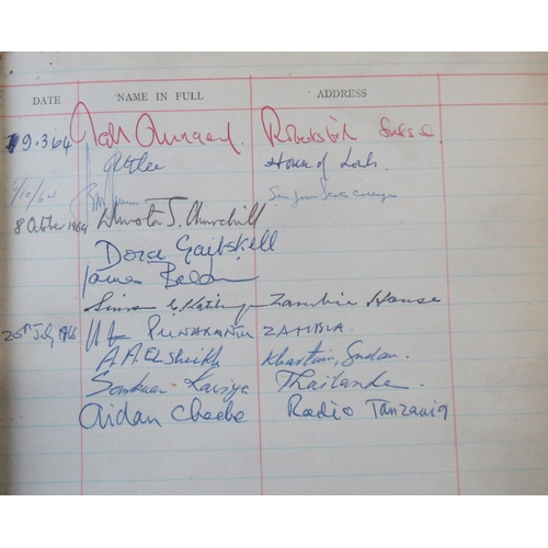 228 - A visitors book for the B.B.C Overseas Radio Service, mainly when it was based at 200 Oxford St, cov... 