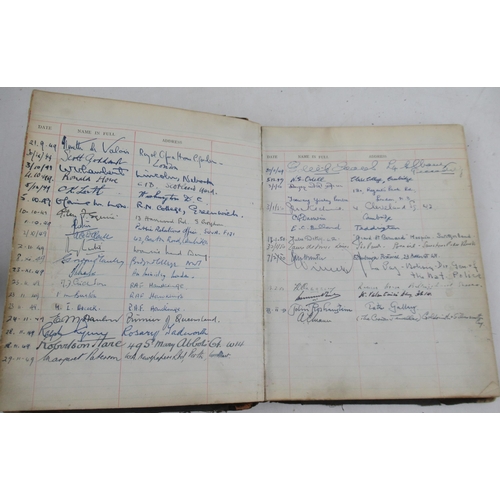 228 - A visitors book for the B.B.C Overseas Radio Service, mainly when it was based at 200 Oxford St, cov... 