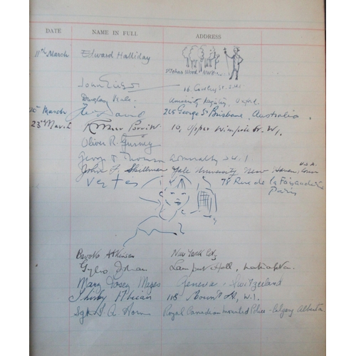 228 - A visitors book for the B.B.C Overseas Radio Service, mainly when it was based at 200 Oxford St, cov... 