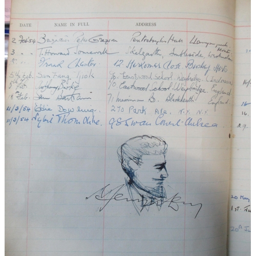 228 - A visitors book for the B.B.C Overseas Radio Service, mainly when it was based at 200 Oxford St, cov... 