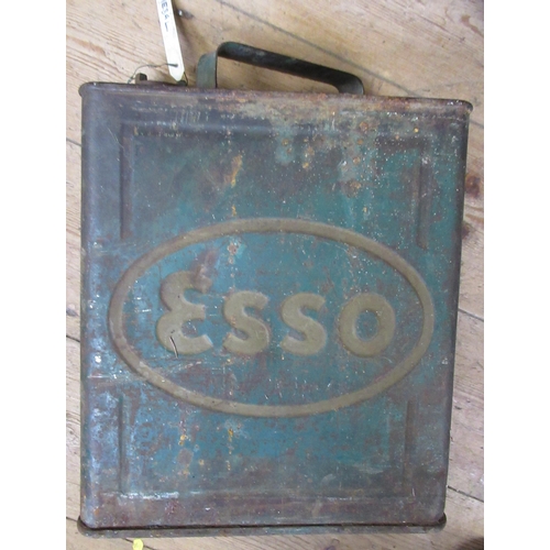 24 - A ESSO petrol can, with Pratts metal cap, together with four jerry cans