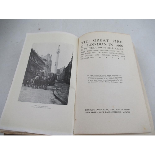 275 - Walter George Bell The Great Fire of London 1920 brown buckram 387 pp 41 illustrations, plans and dr... 