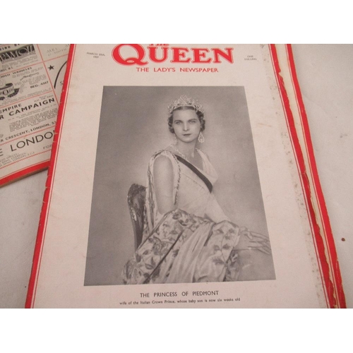 280 - The Queen , the ladies newspaper 6 editions 1937 adverts and fashion pages