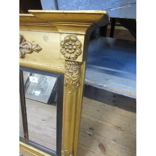 31 - A Regency triple plate gilt framed mirror, width 55ins