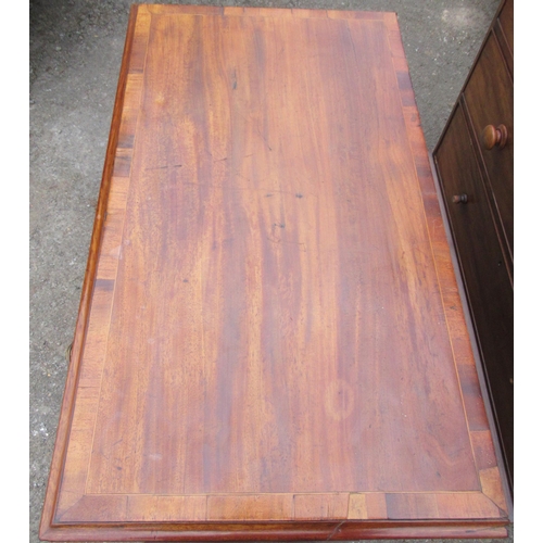 32 - A Georgian design mahogany chest, of four graduated long drawers below a brushing slide and cross ba... 