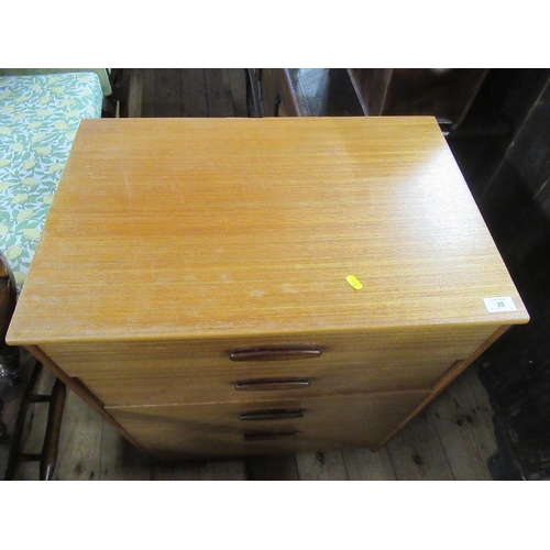 35 - A mid century Austin suite chest of drawers, stamped, width 26ins, depth 17ins, height 34ins