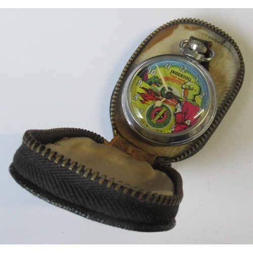 379 - An Ingersoll 'Dan Dare' pocket watch, in leather case