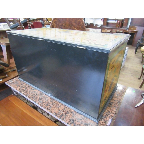 46 - A modern painted chest , decorated with flowers, butterflies etc, width 37ins, height 19ins, depth 1... 