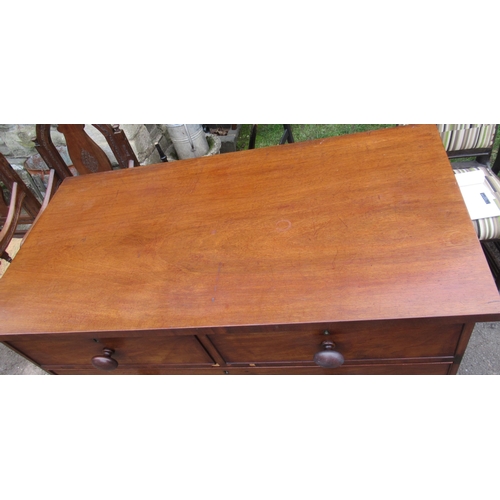 5 - A 19th century mahogany straight front chest, with two drawers over three long drawers, raised on br... 