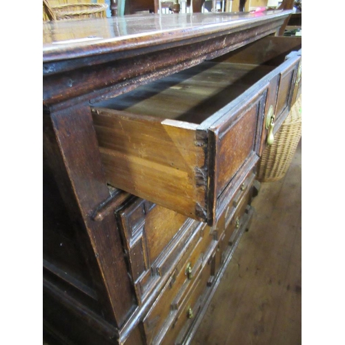 65 - A late 17th century / early 18th century oak chest of four drawers with molded front, width 39ins, d... 