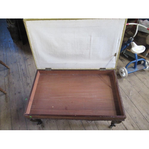 68 - A late 19th century mahogany duet piano stool with raising lid for music and raised on cabriole legs... 