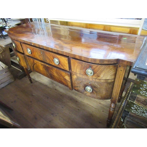 69 - A 19th century break bow front side board fitted 5 drawers and raised on turned legs , width 61ins, ... 