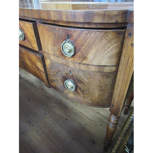 69 - A 19th century break bow front side board fitted 5 drawers and raised on turned legs , width 61ins, ... 