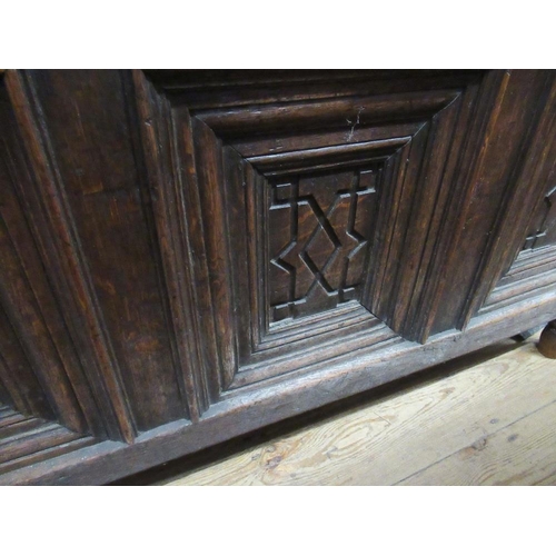 93 - An Antique oak coffer, width 46ins, depth 22ins, height 26ins