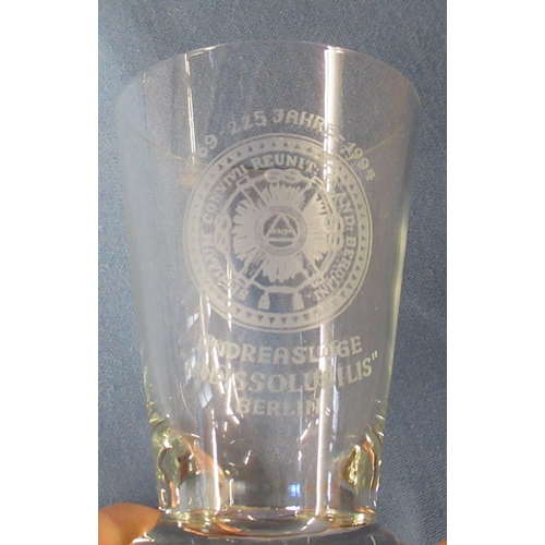 121 - A collection of Masonic glasses, to include tumblers