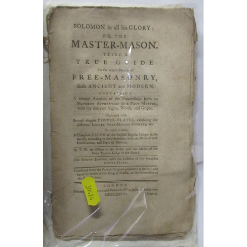 123 - The Master-Mason, 1768, together with other Masonic books and a Shakespeare book