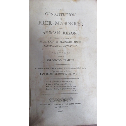 123 - The Master-Mason, 1768, together with other Masonic books and a Shakespeare book