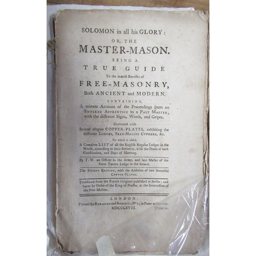 123 - The Master-Mason, 1768, together with other Masonic books and a Shakespeare book