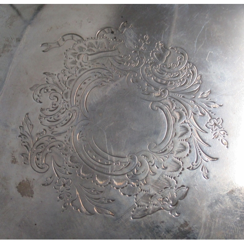 155 - A Victorian silver salver, with embossed ogee edge and engraved decoration, weight 12oz