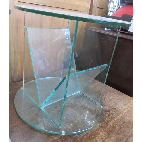 18 - A pair of green apple glass coffee tables, width 18ins