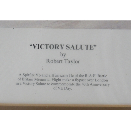 189 - Robert Taylor, coloured print, Victory Salute, with signatures, 15ins x 20.5ins